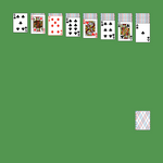 Пасьянс «Спидерета». Разложите все карты в стопки по мастям от короля до туза в убывающем порядке. На карту можно положить карту на единицу меньшего достоинства без учёта масти вместе с картами, лежащими на ней. Убывающую последовательность карт одной масти можно перетаскивать. В пустую ячейку можно положить любую карту. Клик по колоде выкладывает ещё один ряд карт.